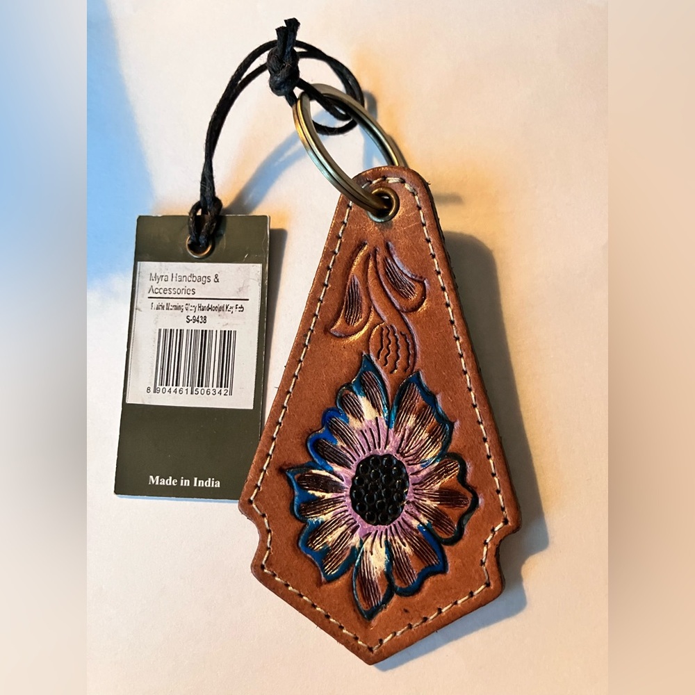 Floral Leather Keychain